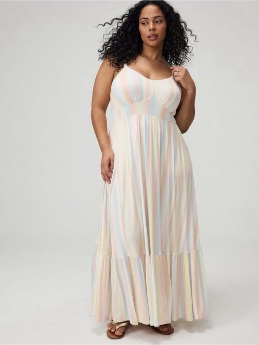 Torrid Pastel Multi-Stripe Tiered Maxi Dress - Size 0 - NWOT!